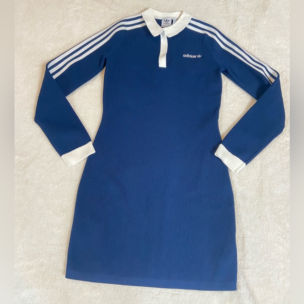Adidas Navy Polo Dress with White Trim